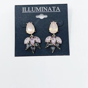 New Illuminata Pink Purple Gray Gemstone Dangle Drop Earrings Crystal Statement